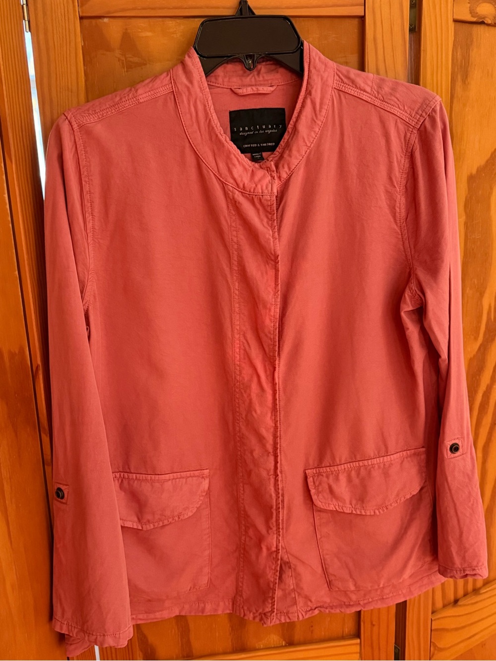 Sanctuary Women's Coral Pink Lightweight Utility Jacket|Sz L